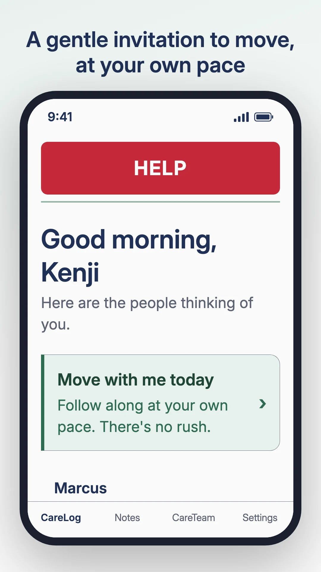 The Get Stronger invitation card on a phone
