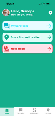 image of the KinectedCare app home screen