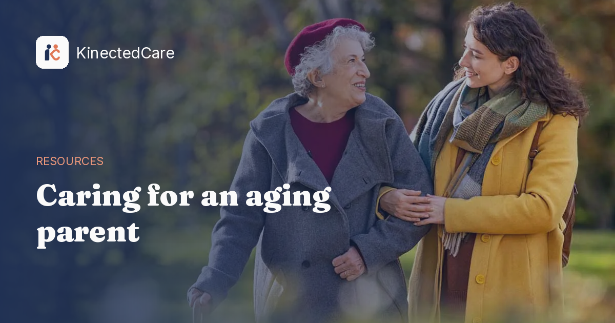 An adult daughter walking with her aging mother outdoors